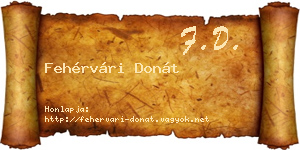 Fehérvári Donát névjegykártya